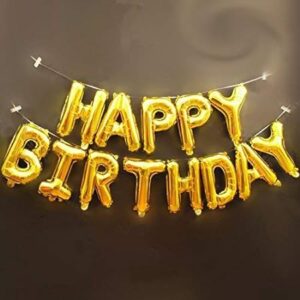 Happy Birthday Banner Foil Balloons, Golden (Pack of 13 Letters)