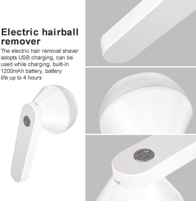 Electric Fabric Shaver, Rechargeable Lint Remover with 6-Leaf Blades, Electric Sweater Shaver, Fuzz Remover, Lint Roller (White) - Image 4