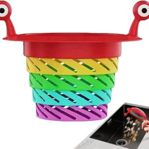 Kitchen Sink Strainer, Foldable Rainbow Sink Drain Filter Sink Funnel Anti Blocking Universal Kitchen Bathroom Sink Strainer Residue Filter Sink Basket