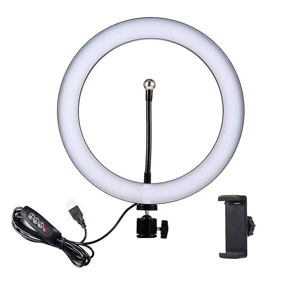 10" Portable LED Ring Light with 3 Color Modes Dimmable Lighting | for YouTube | Photo-Shoot | Video Shoot | Live Stream | Makeup & Vlogging | Compatible with iPhone/Android Phones & Cameras
