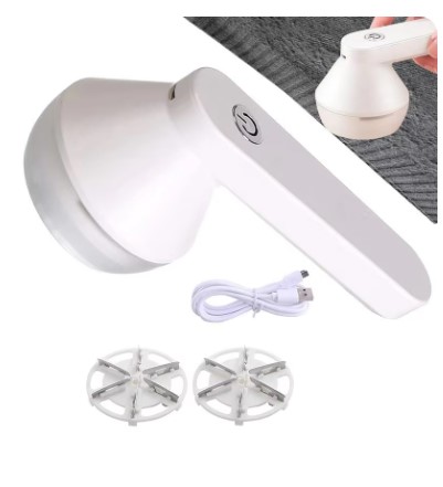 Electric Fabric Shaver, Rechargeable Lint Remover with 6-Leaf Blades, Electric Sweater Shaver, Fuzz Remover, Lint Roller (White) - Image 5