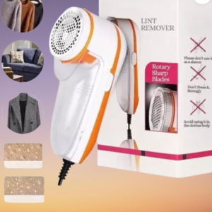 Electric Lint Roller & Fur Remover - Ultimate Lint & Pill Remover for All Fabrics Including Woolen Clothes, Sweaters, Blankets, Jackets, Carpets, & Curtains (White & Orange)